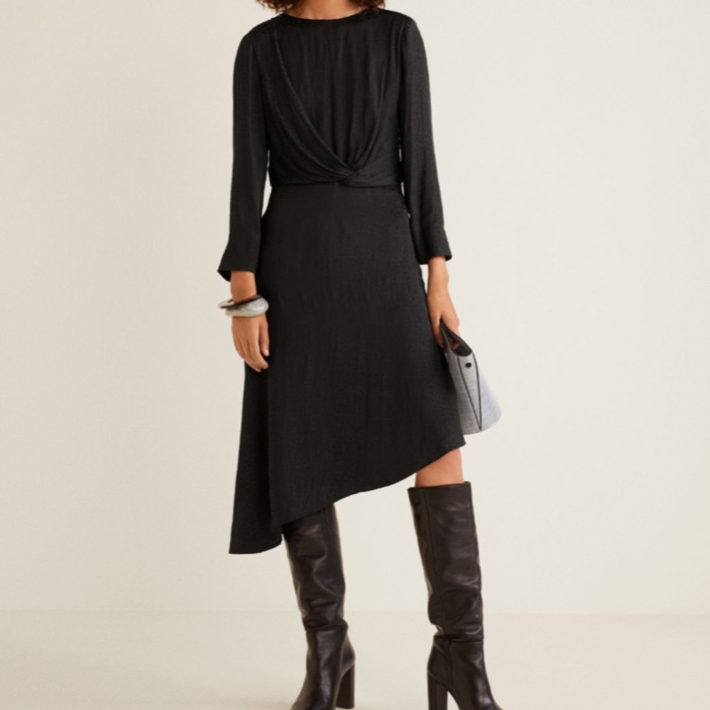 Brand new black midi dress with an a line hem